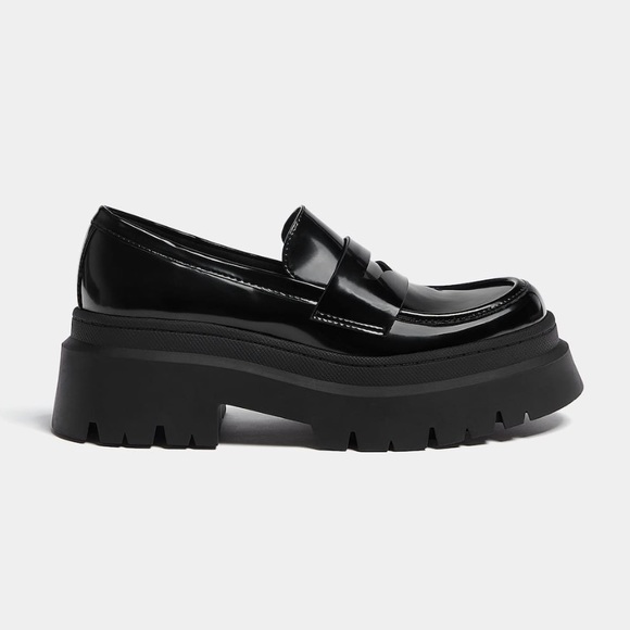 NWOT Black Platform Pull&Bear Penny Loafers | Women’s Sz 9 - Picture 3 of 6